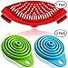 Silicone Snap Strainer with 2 Collapsible Funnels, FineGood Hands-free Clip-on Heat Resistant Colander Pour for Pasta Vegetable Noodles Pot bowl Pan - Red
