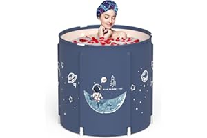 Genrenyen Portable Bathtub for Adults Foldable PVC SPA Soaking Standing Bath Tub for Shower Stall, Non-Inflatable Hot Ice Bath Tub with Thickened Thermal Foam to Keep Temperature