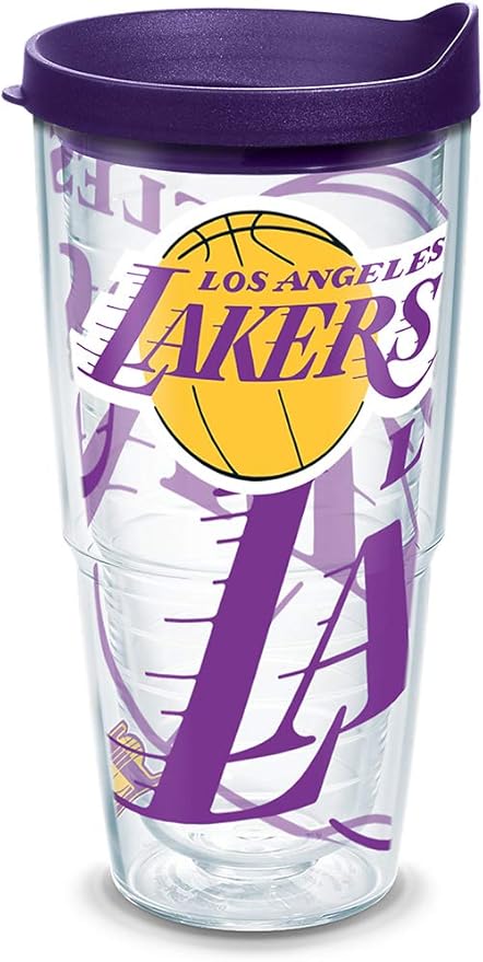 Amazon Com Tervis Nba Los Angeles Lakers Insulated Tumbler With Wrap And Royal Purple Lid 24oz Clear Kitchen Dining