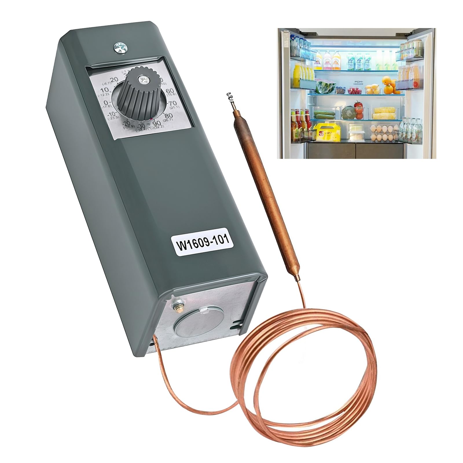 Photo 1 of **USED** W1609-101 / TH-1609 Remote Temperature Thermostat Refrigeration Controller, 5-Foot Capillary Tube, Temperature Control Range -30°F /-34°C to 90°F /32°C