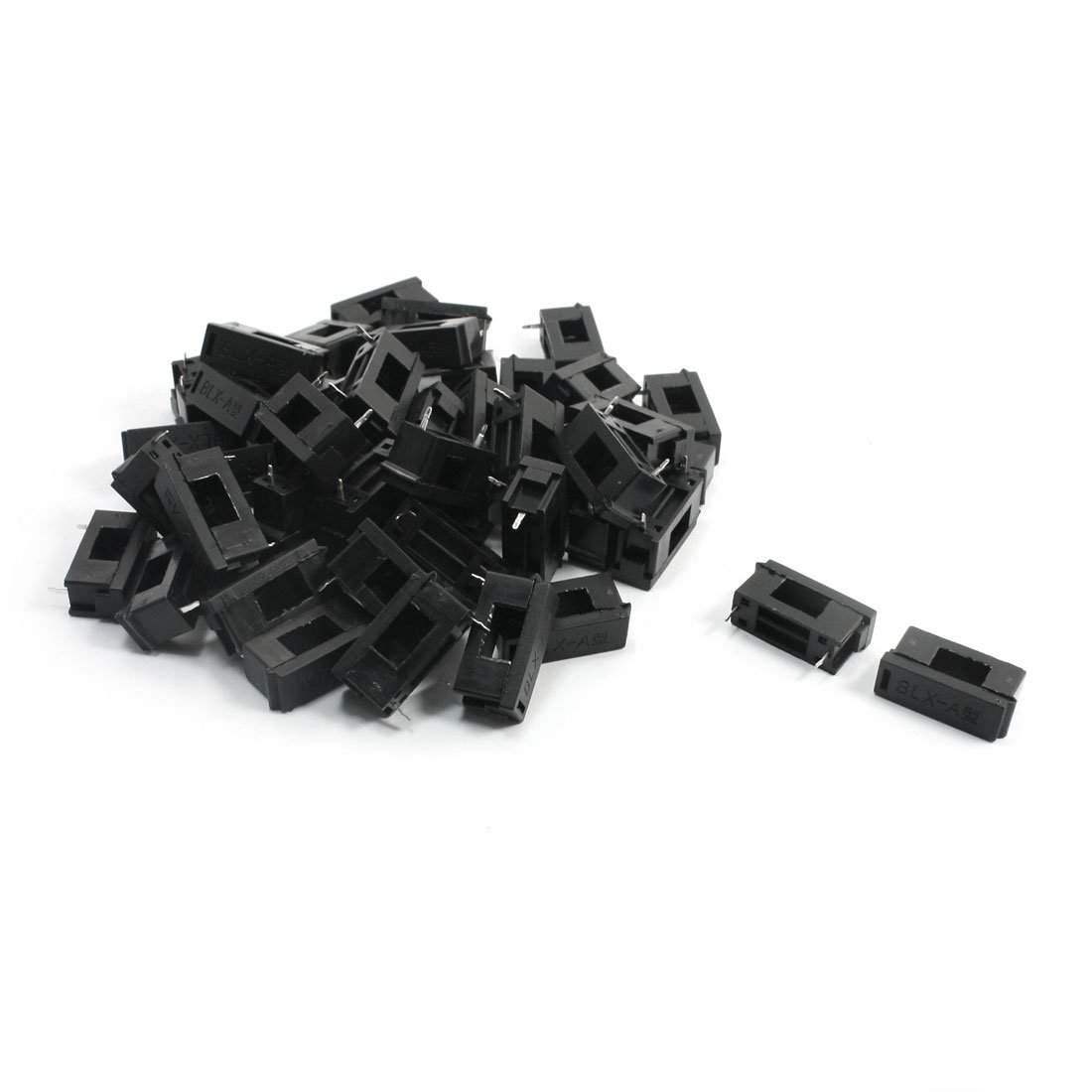 sourcing map 50Pcs BLX-A Black Plastic PCB Mount 5 x 20mm Fuse Holder