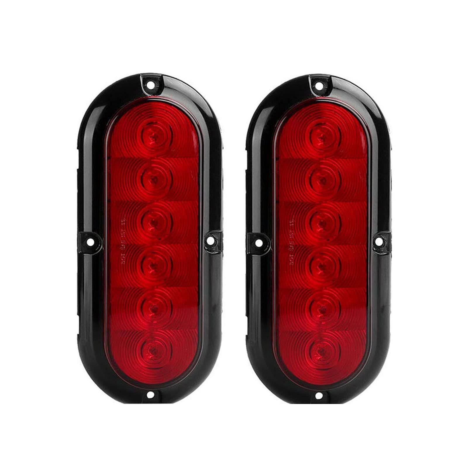 Photo 1 of NPAUTO 2Pcs 6" Oval Trailer Tail Lights Red 6 LED Stop Turn Brake Light Trailer Marker Lights Flush Mount for RV Truck Boat Trailer Waterproof