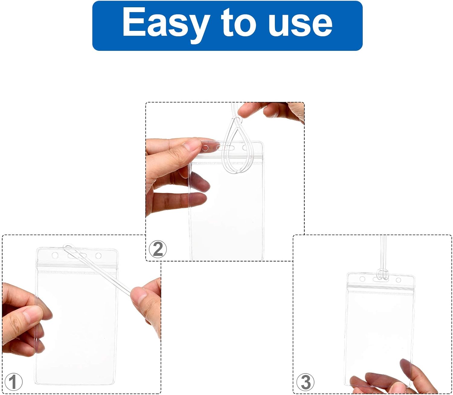 100 Pack Clear Luggage Tags Bag Tag Holder Identification ID Card Badge Holder with Luggage Tag Loop Straps for Business Travel and Office Supplies : Office Products