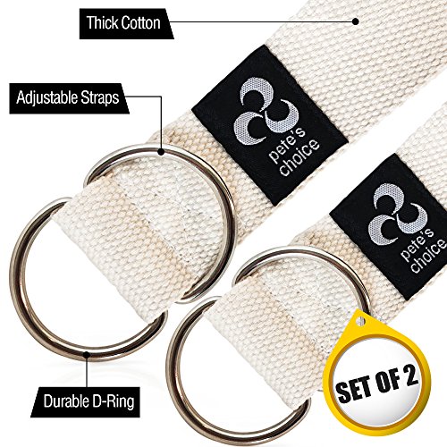 image for pete's choice Set of 2 Yoga Exercise Adjustable Straps 8Ft Thick Cotto