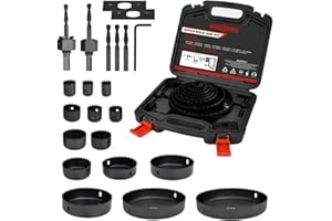 ANGELSWORD Hole Saw Set 24 PCS Hole Saw Kit, Hole Saw Drill Bit Kit, 3/4"-6" (19-152mm) 14 PCS Saw Blades, for Drywall, Soft Wood, Plywood, Plastic, PVC