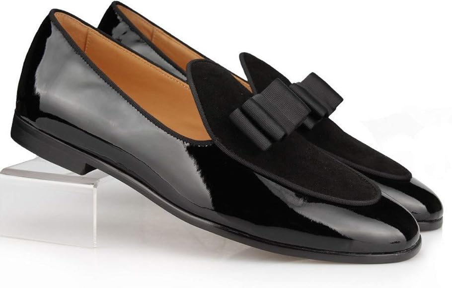 patent leather loafers with bow