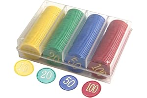 160pcs Poker Chips, 4 Color Chips with Gold Numbers, Great Gaming Plastic Coins, Ideal Mathematical Concept Modeling with Chi
