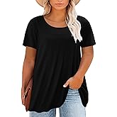 Magritta Plus Size Tops for Women Casual Summer Crew Neck Tunics Short Sleeve Loose Shirts Blouses 1X-5X