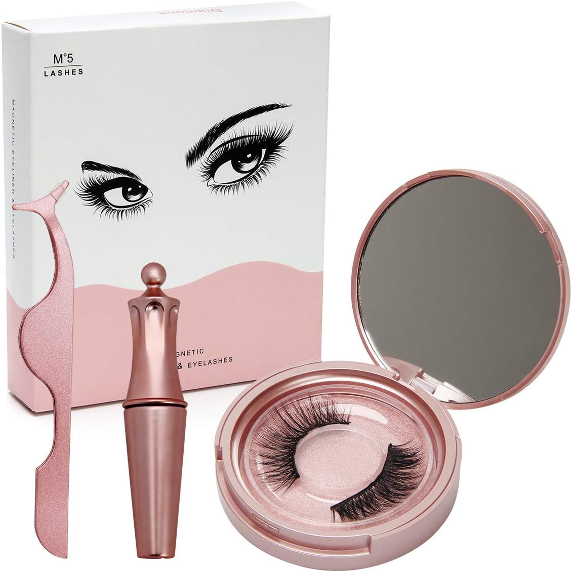 Magnetic Eyeliner with 3D Magnetic Eyelashes, Liquid Eyeliner, Reusable False Eyelashes, Light Weight & Easy to Wear