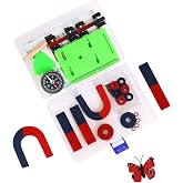 Labs Junior Science Magnetism Set for Experiment Education, Science Magnet Experiments for Kids Teen Including Bar/Horseshoe/Ring Magnets/Compass