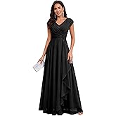 OEUVIGF Chiffon Mother of The Bride Dresses Long Floor Length Lace Appliques A Line Formal Dress OE158