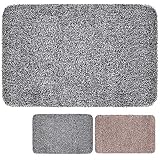 Indoor Doormat Super Absorbs Mud 18"x28" Latex Backing Non Slip Door Mat for Small Front Door Inside Floor Dirt Trapper Mats Cotton Entrance Rug Shoe Scraper Machine Washable Carpet Black White Fiber