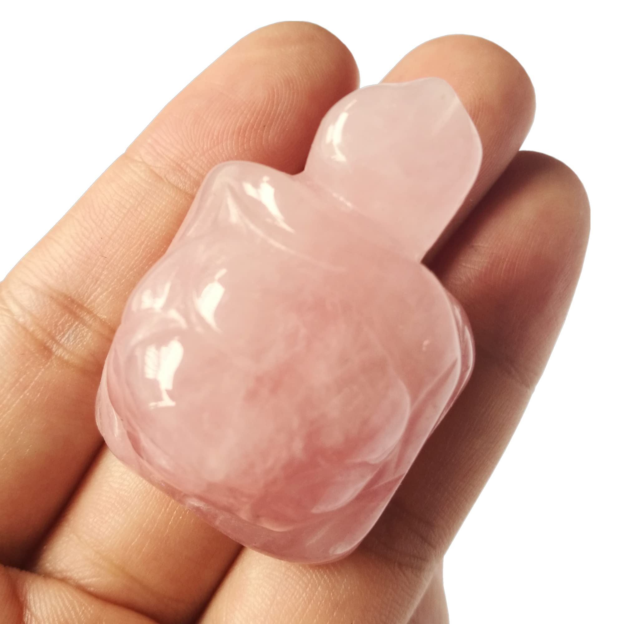 Manekieko Natural Rose Quartz Tortoise Crystals and Healing Stones, 35mm Carved Animal Collectible Sculpture Fengshui Healing Crystal