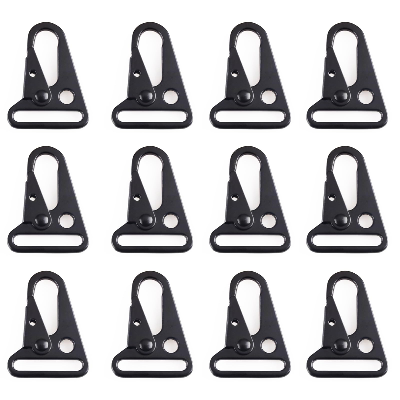 TRIWONDER Tactical Gear Clips Enlarged Mouth Clip Hooks Tactical Gear Carabiner Metal Keyring Buckle Hang Buckle Sling Clips for Backpack Outdoors Activity Daily Use (Black - 3.2cm - 12 Pcs)