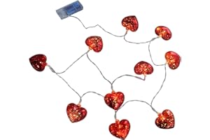 ROMISBABA Heart Shape LED String Lights 1.5M 10 Red Heart Night Lights Copper Wire Garland for Valentine’S Day