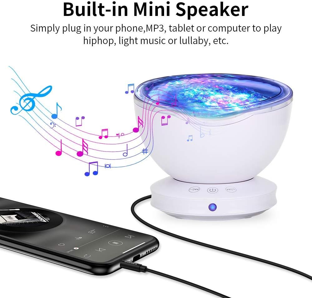 Ocean Wave Projector, GRDE 2020 Newest 12 LED Remote Control Night Light Lamp with Timer 8 Lighting Modes Light Show LED Night Light Projector Lamp for Baby Kids Adults Room Decor Bedroom Living Room - - 