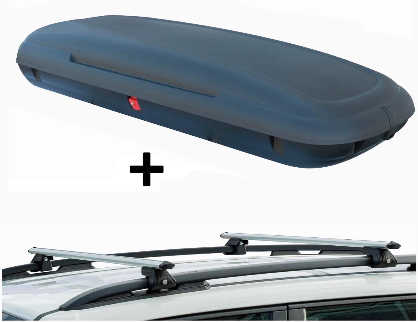 VDPCA480 Roof Box 480 Litres Carbon Look + Roof Rack CRV135 Compatible with Toyota Land Cruiser 90 (5 Door) 1996-2003
