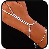 Yalice Rhinestone Hand Chain Bracelet for Women Crystal Finger Bracelets Dainty Wedding Ring Bracelet Hand Jewelry Gift for Her