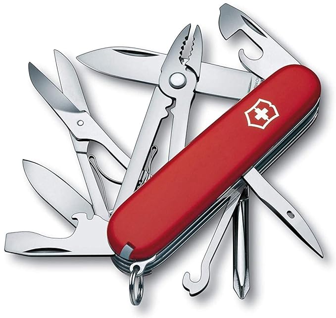 Victorinox Taschenmesser Deluxe Tinker (17 Funktionen, Phillips-Schraubendreher, Kombizange, Schere) rot