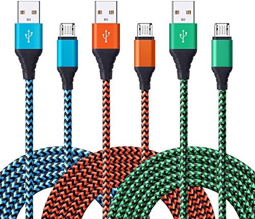 Galaxy S7/ S6 Edge Charger, Micro USB Cable, CIQILY 3-Pack 6Ft Braided Long Cord Fast Charging Cable for Samsung Galaxy S7 S6 Edge S4, Note 5, Moto G5 Plus, LG G4 G3, HTC, PS 4, Android