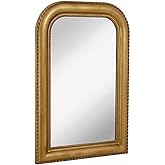 Hamilton Hills 20" x 30" Classic Gold Framed Rich Framed Top Round Corner Mirror - Thick Arched Top Rich Wall Mirror - Vanity