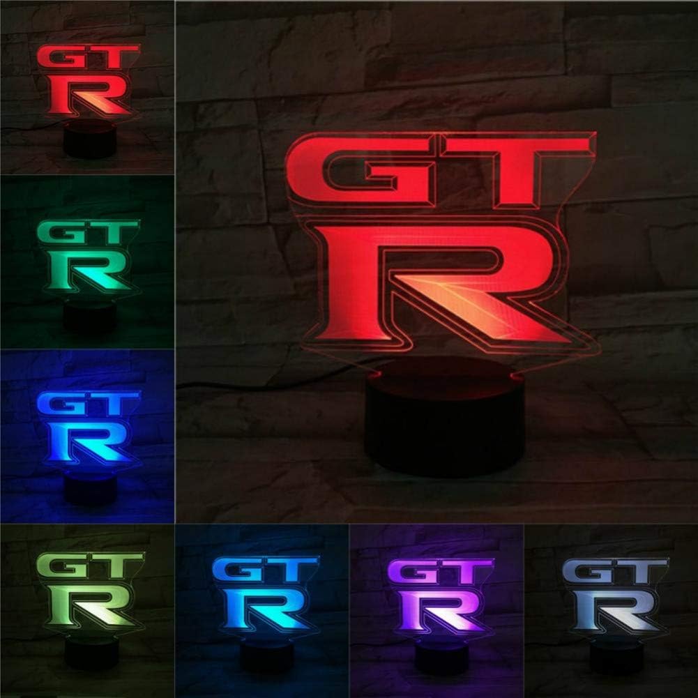 WFUBY Night Light Night Light GTR 3D Lamp LED Bulb Multi-Color Flash Fade Lighting Gifts for Racing Car