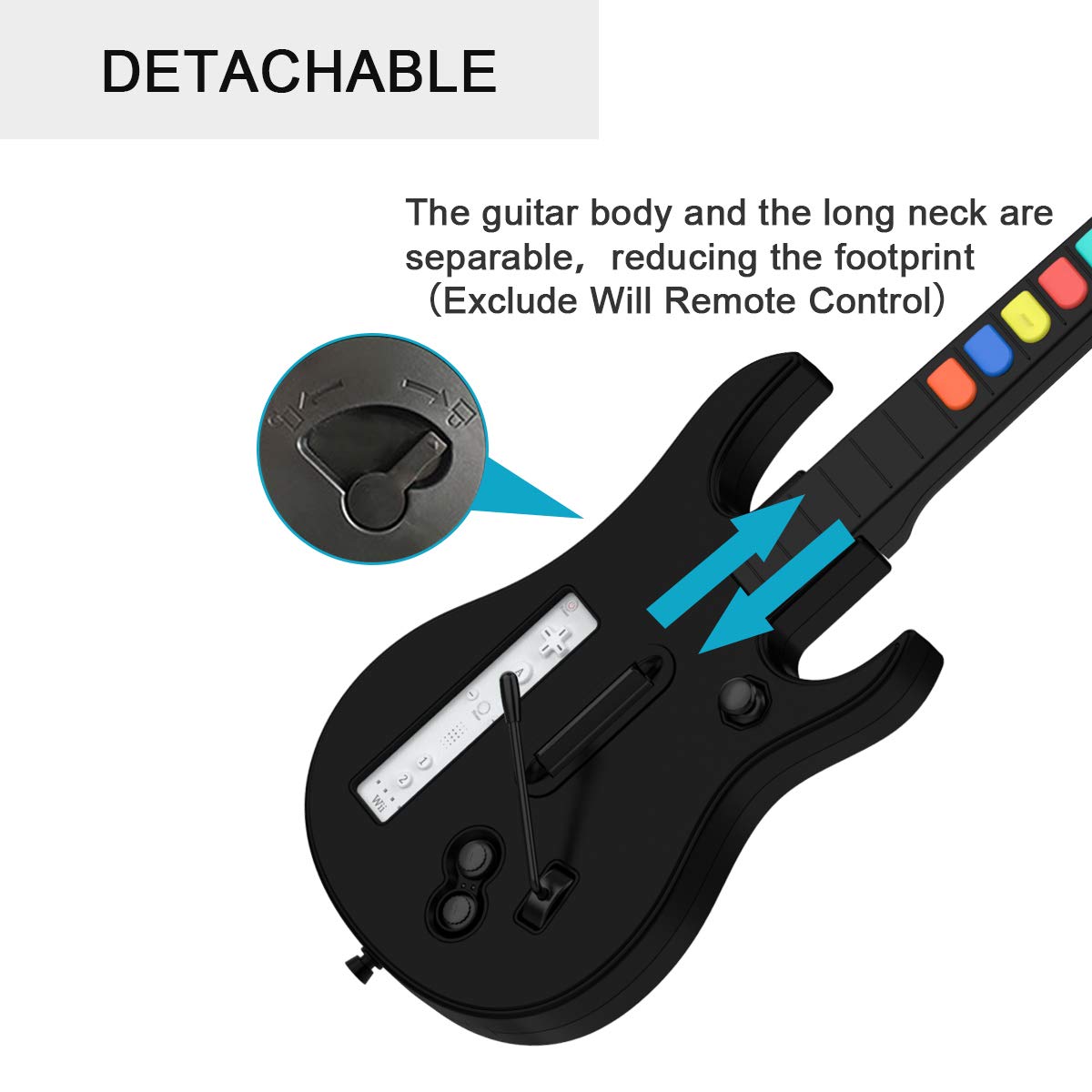 NBCP Wireless Wii guitar hero for wii contoller compatible with guitar hero Wii and rock band 2 games (Excluding Rock Band 1) black color
