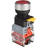 APIELE 22mm Momentary Push Button Switch Plastic Body Metal Head with Led 110-120V AC/DC (Red)