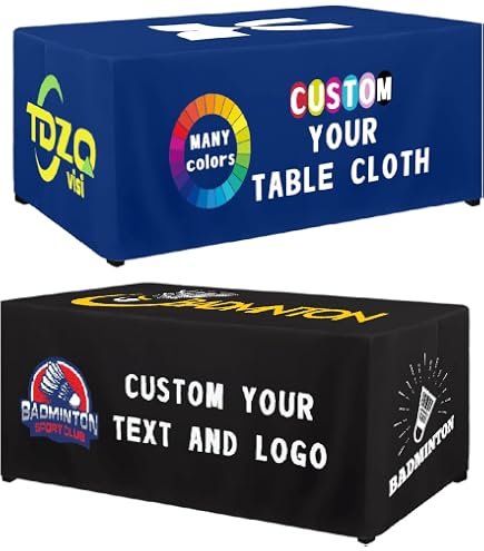 Custom Logo Tablecloth For Trade Shows & Events - 4ft Rectangle Personalized Table Cover