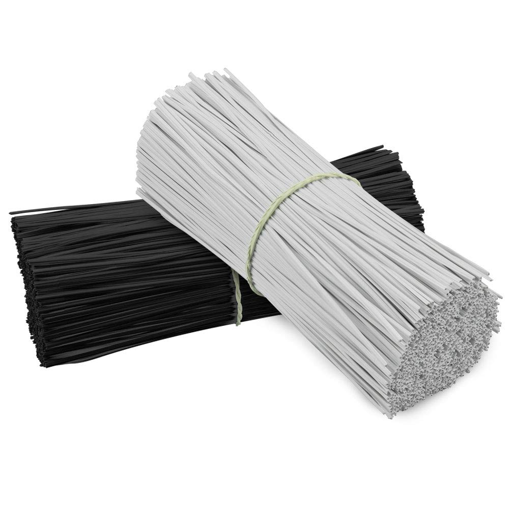 TANCUDER 400 PCS Plastic Twist Ties 15CM/6Inch Metallic Twist Cable Ties Cord Garden Plant Wire Ties Cable Wrap Organizer Reusable Fastening for DIY Cables Strapping and Fixing Bags, Black & White