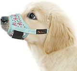 HEELE Dog Muzzle Soft Nylon Breathable Adjustable Loop Velcro Cyan Flower XS