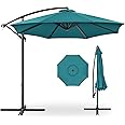 Best Choice Products 10ft Offset Hanging Market Patio Umbrella w/Easy Tilt Adjustment, Polyester Shade, 8 Ribs for Backyard, Poolside, Lawn and Garden