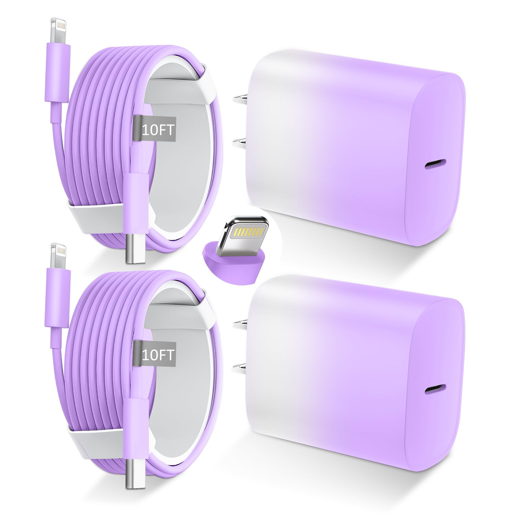 Phone 14 13 12 11 Fast Charger,10FT Long Phone Chargers Fast Charging Lightning Cable with 20W USB C Charger Block for Phone 14/14 Pro Max/13/13Pro Max/12/12 Pro Max/11/11Pro/X/Max,Pad,Purple gradient
