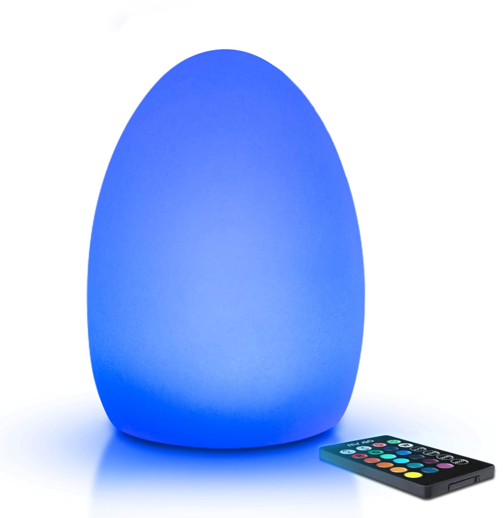Mr.Go 9" Rechargeable LED Night Light Dimmable Table Lamp Egg Mood Light, 16 Lighting Colours, 8 Level Dimming, Remote Control, Colour Changing RGB Ambient Lamp for Home Decoration