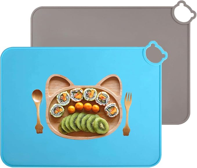 Manteles Individuales De Silicona Para Niños, Manteles Individuales De Silicona Antideslizantes Para Niños, Manteles Individuales Portátiles Para Mesa De Comedor, Paquete De 3 (verde Claro