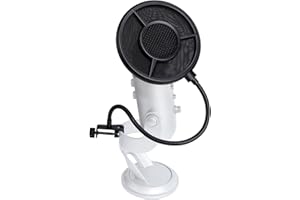 SUNMON Blue Yeti Pop Filter for Microphone - Upgraded 6 Layer Pop Filter Strong Support Gooseneck Stable L-Clamp, Metal & Spo