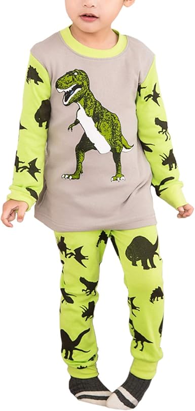 Pijama De Dinosaurio Para Ninos Pijama T Rex Para Ninos Pijama Verde Lima Pijama Para Ninos Pijama Para Ninas Manga Larga Verde Lime Green 2 Anos Amazon Es Ropa
