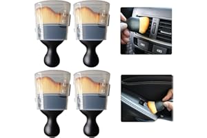 LCWYORH 4PCS Automotive Interior Dusting Brush, Soft Bristles Car Duster Brush Interior, Car Detailing Brush Car Interior Cleaning Brush for Dashboard, Leather, Air Vents, Keyboard(Yellow with Cap)