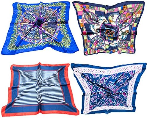 4pc Mixed Patterns and Colors Womens Scarf Accessory Set (Blue)