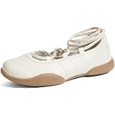 LUCKY STEP Women Wide Feet Walking Ballet Mary Jane Sneakers | Wrap Strap Lightweight Comfortable Flats Footwear Non Slip Fashion Shoes