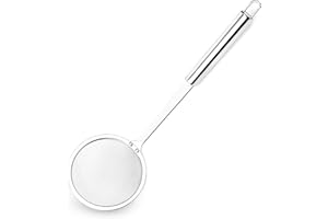 Hiware Stainless Steel Fat Skimmer Spoon - Fine Mesh Food Strainer for Grease, Gravy and Foam, Japanese Hot Pot Skimmer with Long Handle