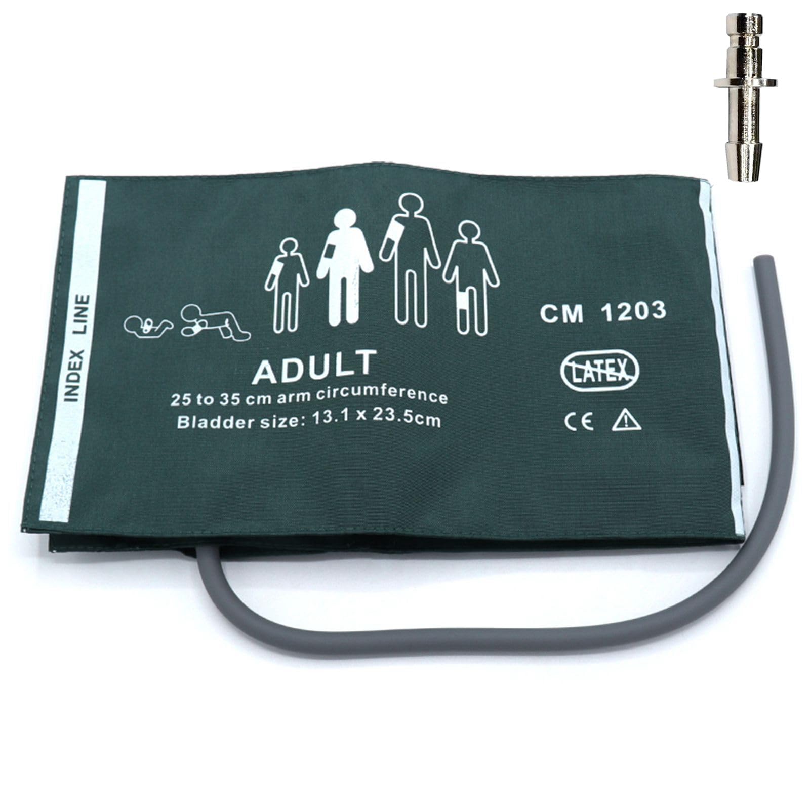 Universal NIBP Cuff with BP12 Connector for Adult, 25-35 cm Reusable Single Tube Nylon Replacement BP Cuff with Inner Airbag for Blood Pressure Monitor Machine