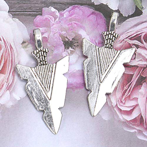 Monrocco 100 Pack Silver Indian Arrowhead Dagger Charms Pendant Jewelry Findings for Bracelets Jewelry Making