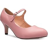 Olivia K Womens Classic Low Mid Heels Mary Jane Pumps - Adorable Round Toe Vintage Retro Shoes