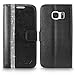S7 Edge Case, Galaxy S7 Edge Case, Cellularvilla [Diamond Jewel] Embossed Flower Design Premium Pu Leather Wallet Case [Card Slots] Folio Flip Cover for Samsung Galaxy S7 Edge (Black Bling)