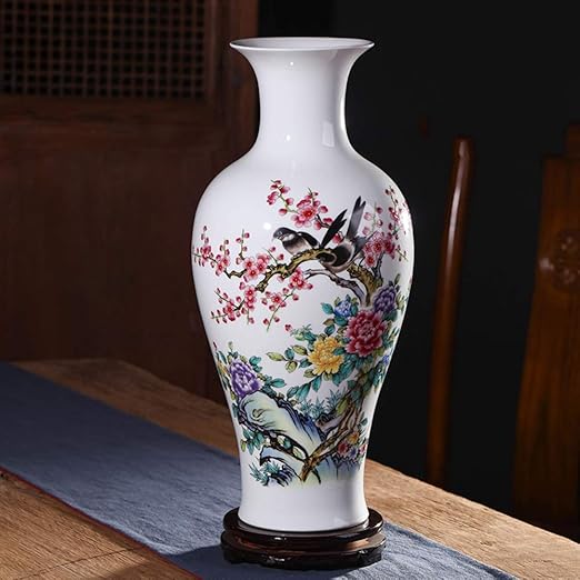 Amazon Com Chinese Ceramic Vase With Stand White Large Chinese