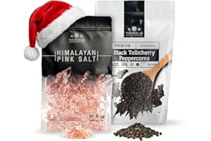 The Spice Lab Pink Himalayan Salt and Pepper Combination Gift Pack (Coarse Salt + Peppercorn Bags)