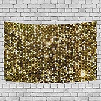ONELUCA Gold Sparkle Glittering Sequins Wall Bedroom Tapestry Exclusive Wall Hanging Multi Purpose Backdrop Hangings for Living Room, Doorway and Kitchen. 60x40 inch