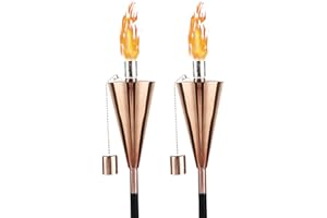 FAB BASED 2 Pack Oil Torch Lamp Torch, Citronella Torches Outdoor ,Backyard Torches for Patio/Lawn/Garden/Outdoor,Rose Golden