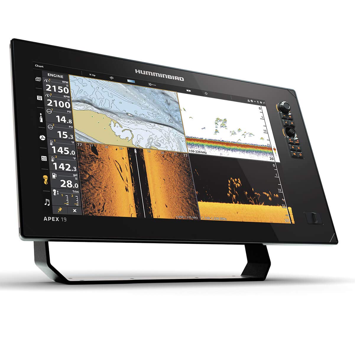 Humminbird APEX 19 GPS Fish Finder with Transducer, MEGA Side Imaging+ & HD Touchscreen